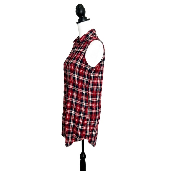 Sans Souci Sleeveless Flannel Button-Down Tunic - Picture 2 of 4